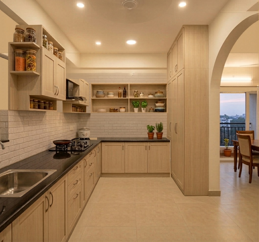 Modular kitchen in a Sapthaswarangal 3BHK flat in Velachery
